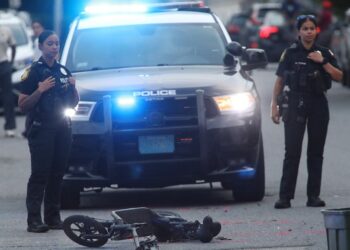 Aftermath of electric scooter crash, Photo credit - Al Pereira
