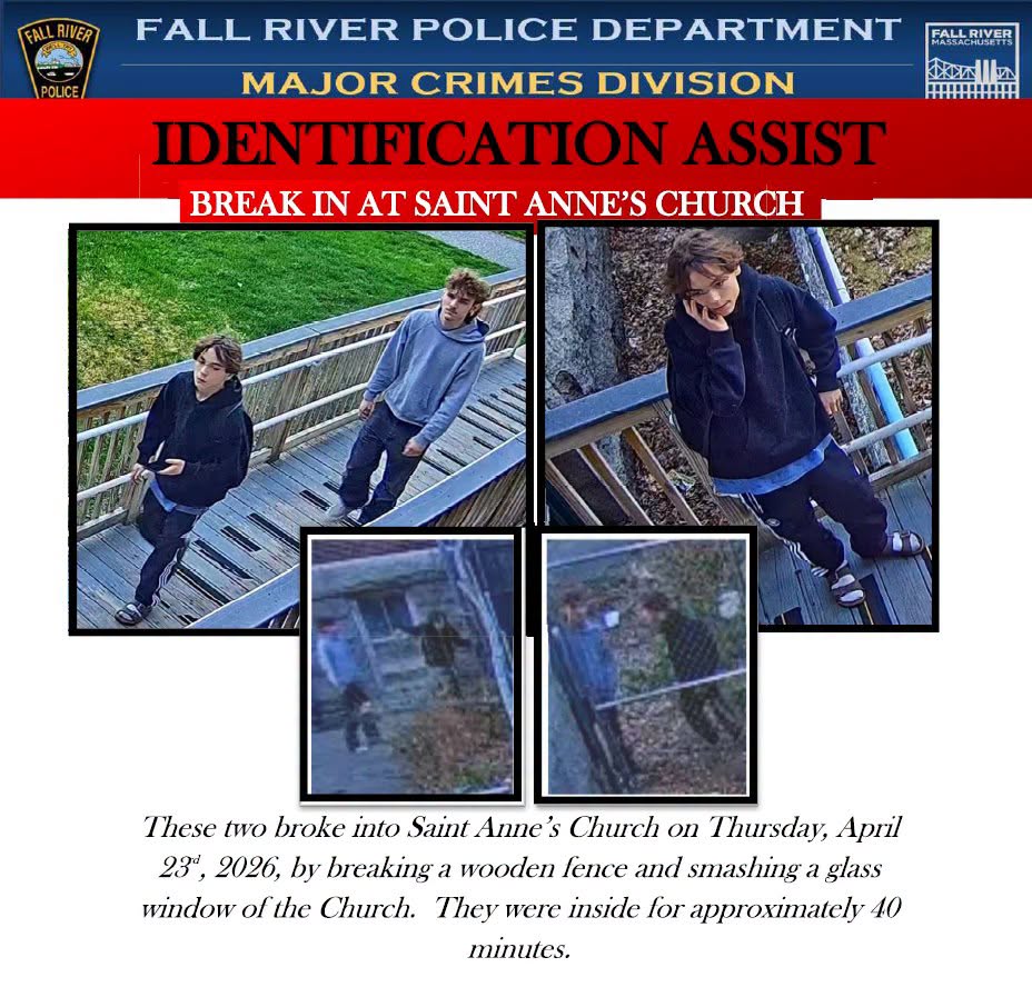 Fall River Police Department Seek The Community's Help Identifying Two Vandalism Suspects 2 733156960 2615269072224865 6174832732068454085 n