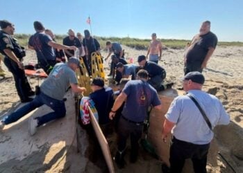 DRAMATIC BEACH RESCUE: 18-Year-Old Buried to His Chest as Sand Collapses Around Him 1 Bourne Beach Rescue