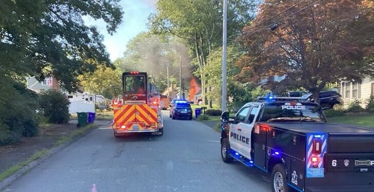 Garage Engulfed in Flames as Attleboro Firefighters Prevent Fire From Reaching Home 1 attleboroFire