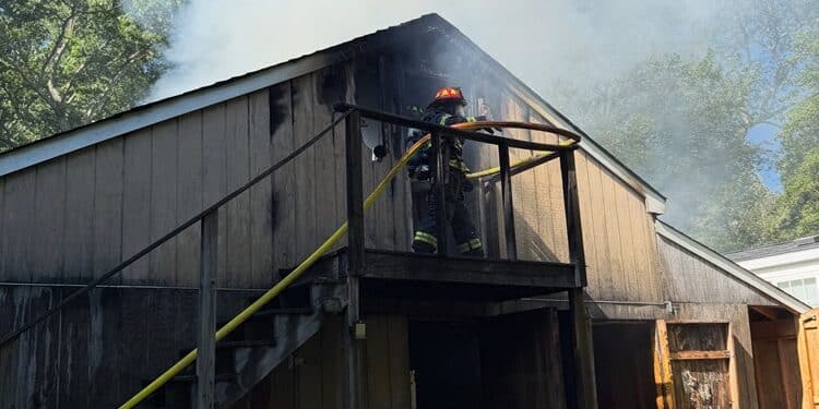 MAJOR MUTUAL AID RESPONSE UNDERWAY FOR LITTLE COMPTON GARAGE FIRE 1 LittleCompton