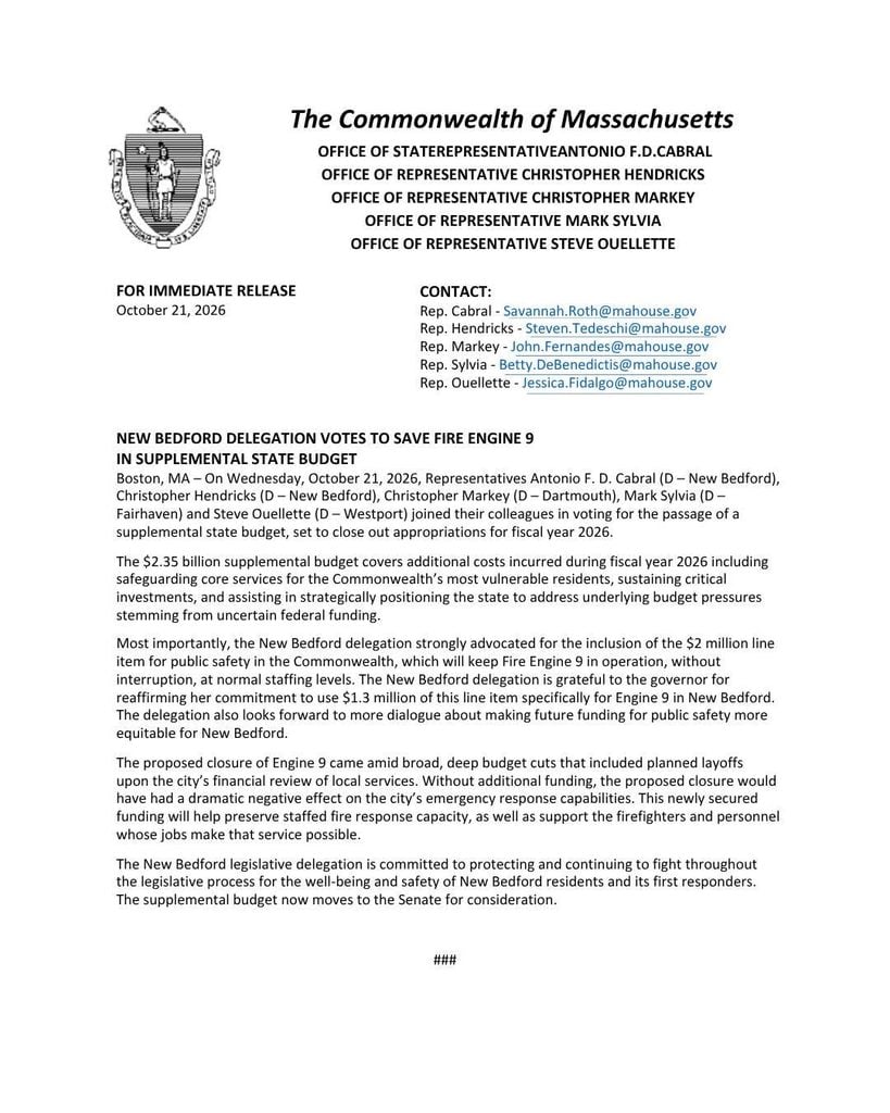 Lifesaving Victory for the North End: New Bedford House Unanimously Passes Crucial Funding to Save Fire Station 9 2 858093583 122168828066723170 200590103668101146 n