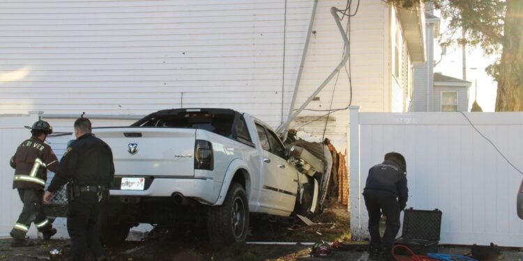 Structural Collapse Averted After Vehicle Crashes Into Fall River Home, Trapping Occupant 1 credit - Kenneth Leger
